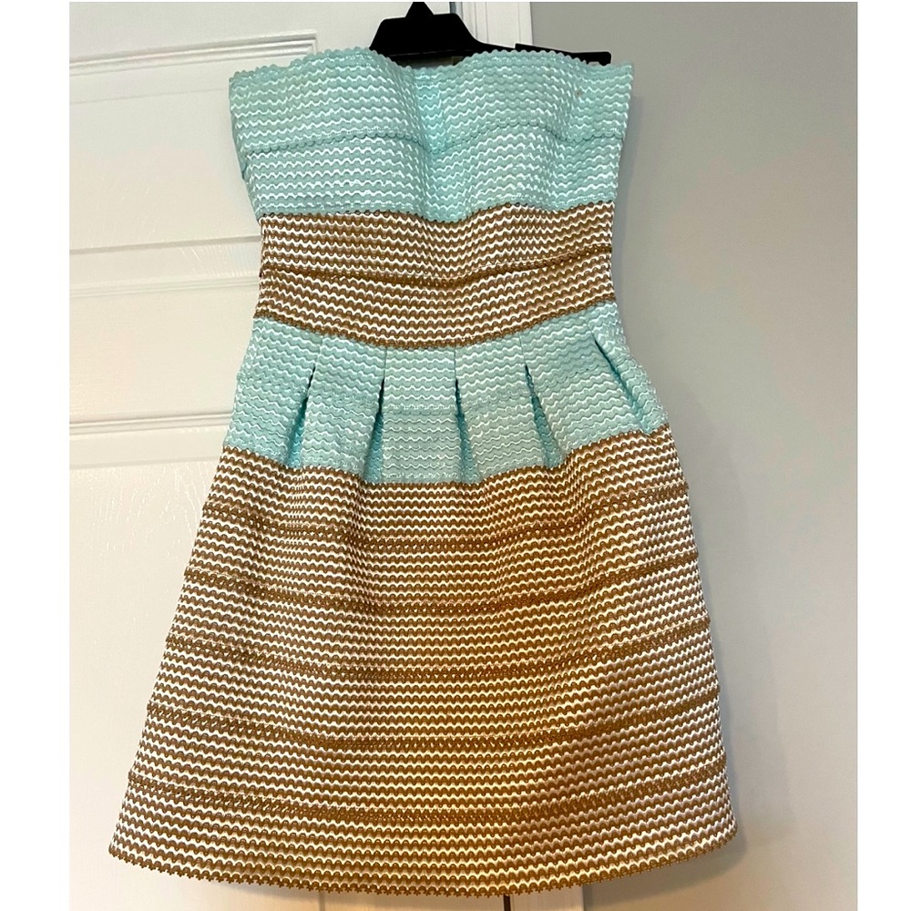 Blue/Gold formal strapless dress